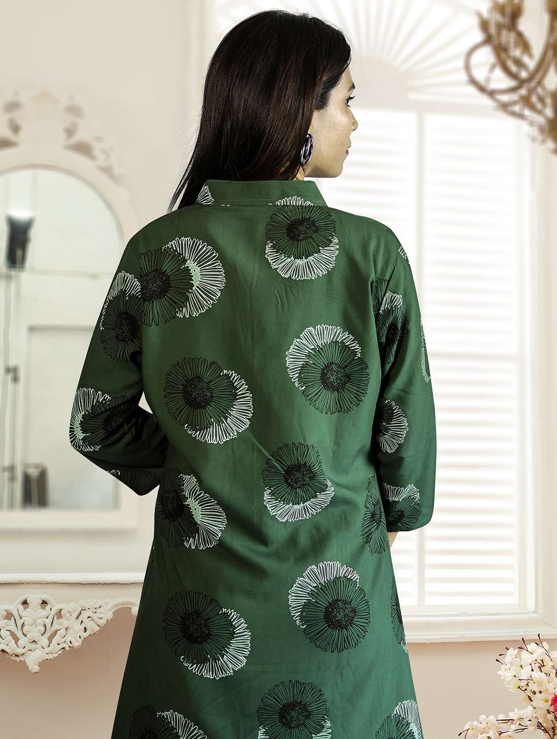 women three quarter sleeve kurta palazzo set - 21943613 -  Standard Image - 4