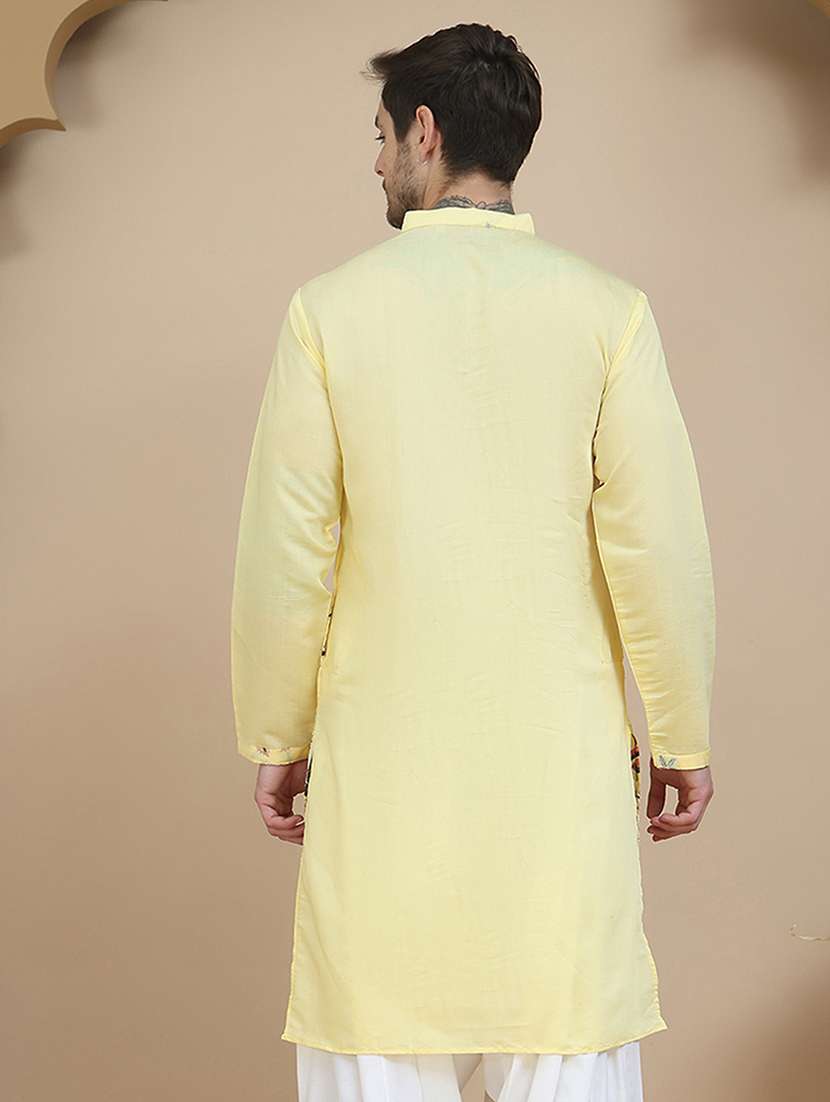 men embroidered mandarin neck long kurta - 21943639 -  Standard Image - 4