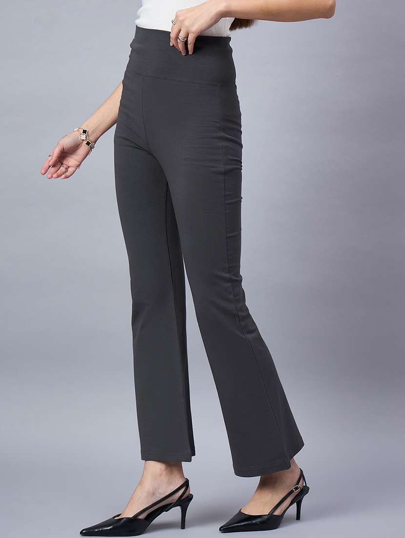 women solid high rise bootcut trouser - 21943641 -  Zoom Image - 0