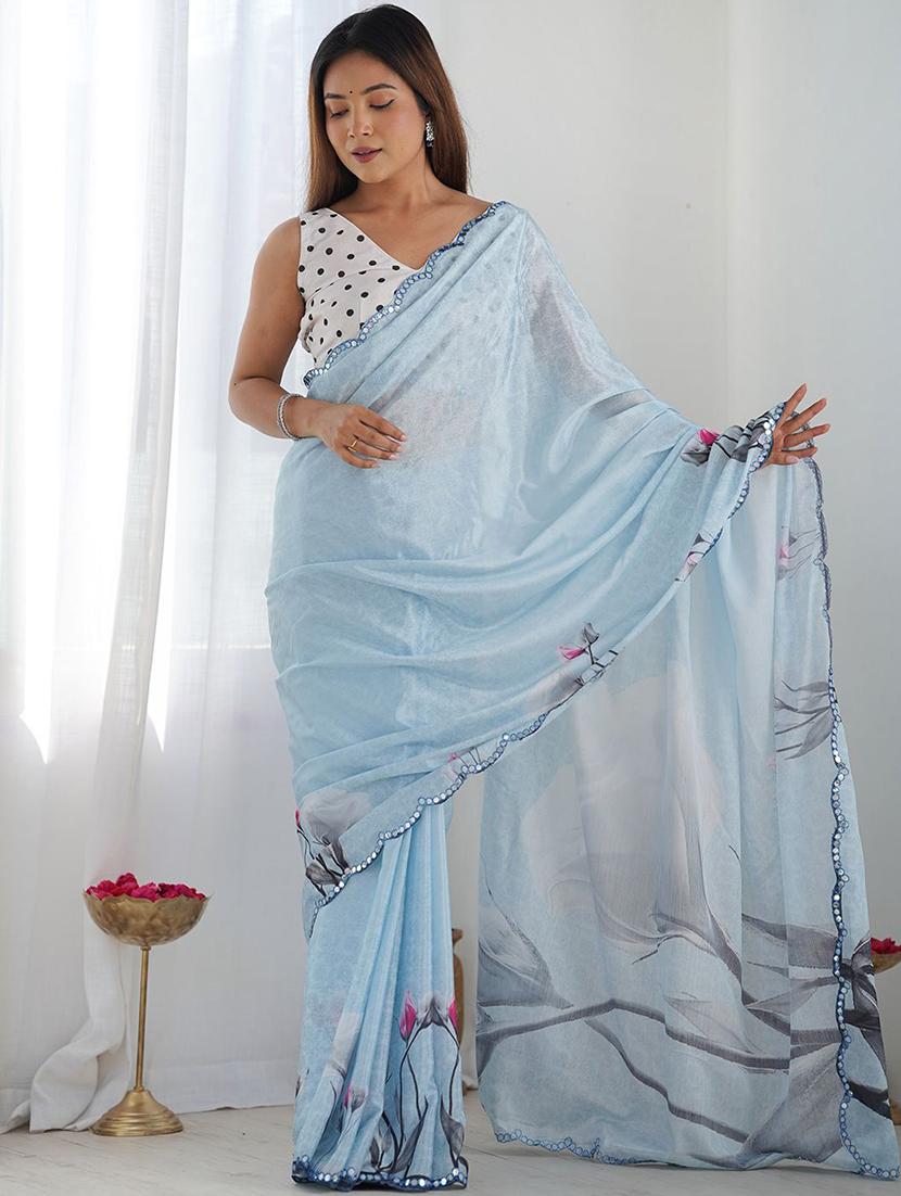women printed casual wear saree with blouse - 21943650 - Standard Image - 1