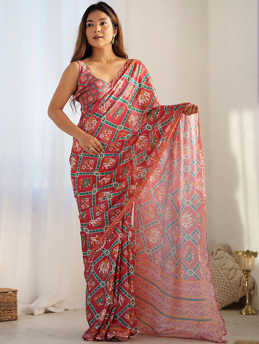 women printed patola saree with blouse - 21943654 - Standard Image - 1