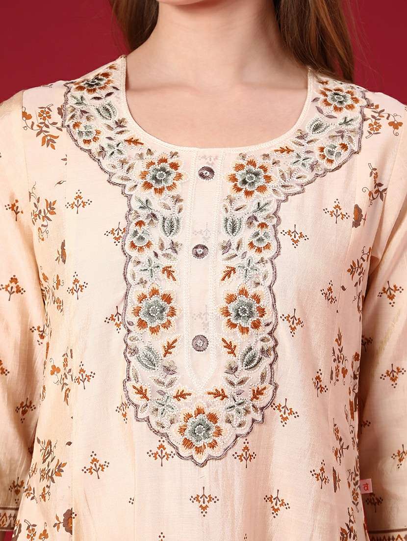 women printed three quarter sleeve tiered kurta - 21943688 -  Standard Image - 4