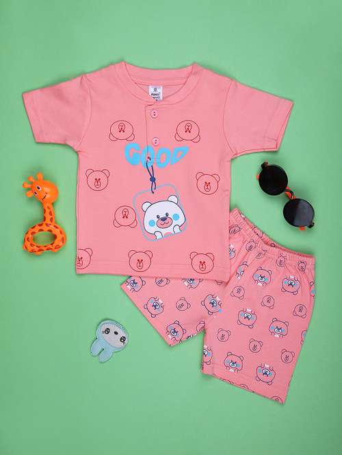 boys printed t-shirt & shorts twin set - 21943692 - Standard Image - 0