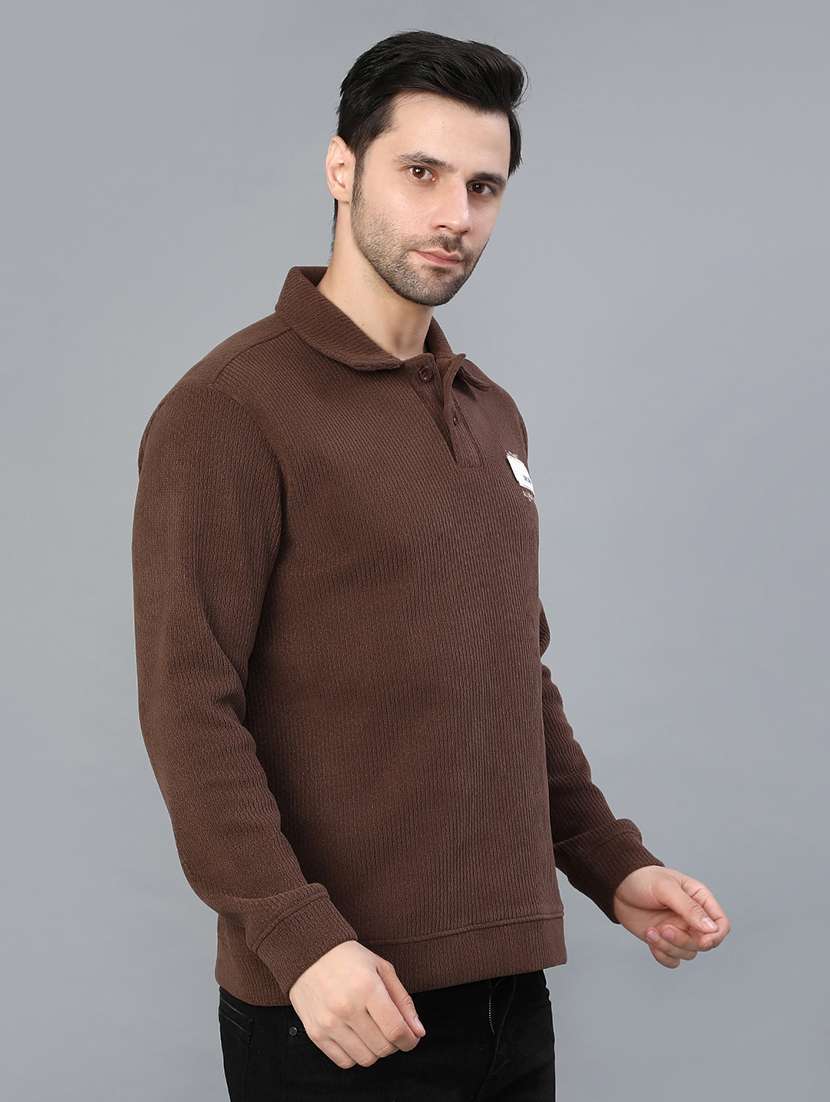 men solid long sleeve polo sweatshirt - 21943818 -  Standard Image - 1