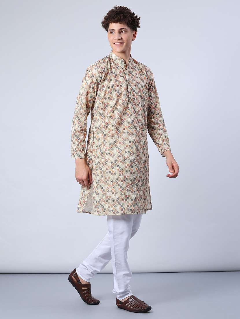 men long sleeve kurta and pyjama set - 21943850 -  Standard Image - 1