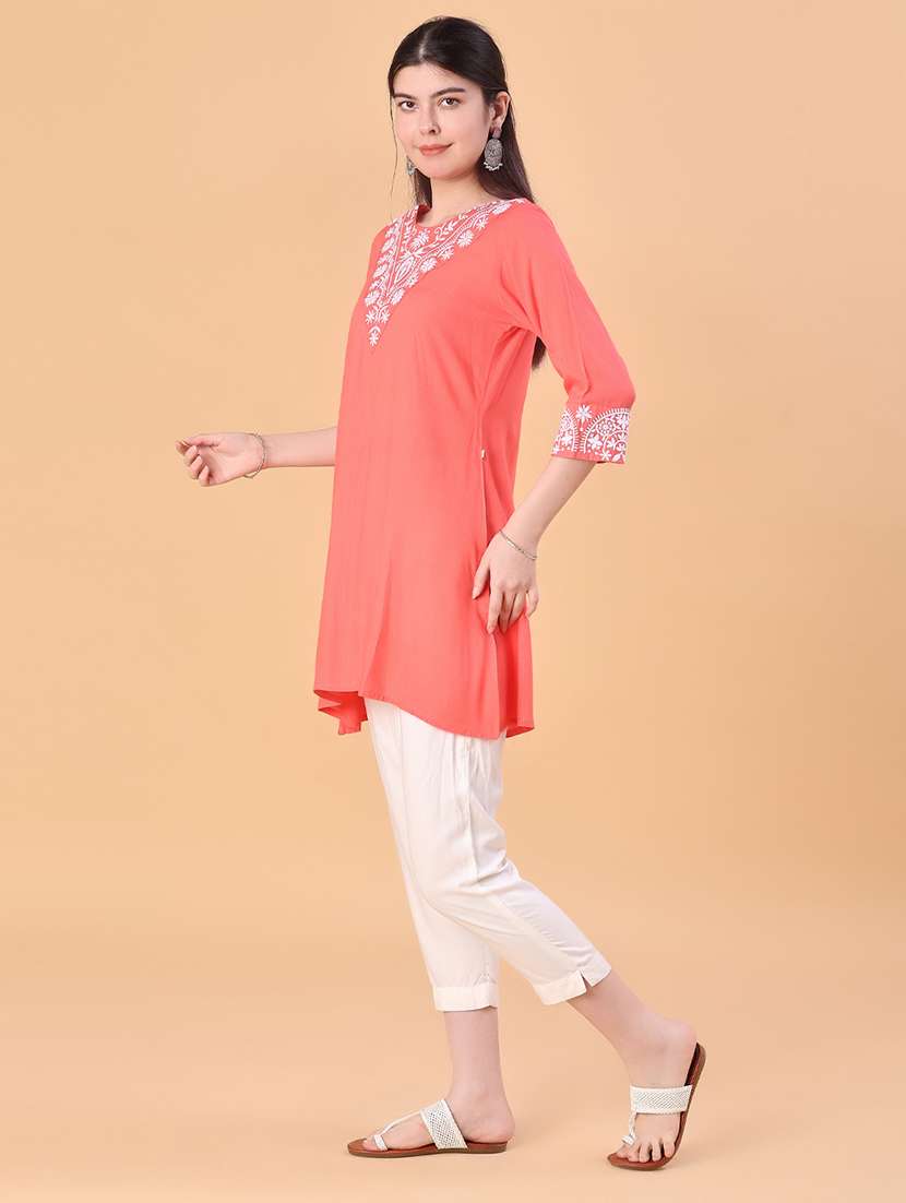 women embroidered three quarter sleeve kurti - 21943867 -  Standard Image - 1