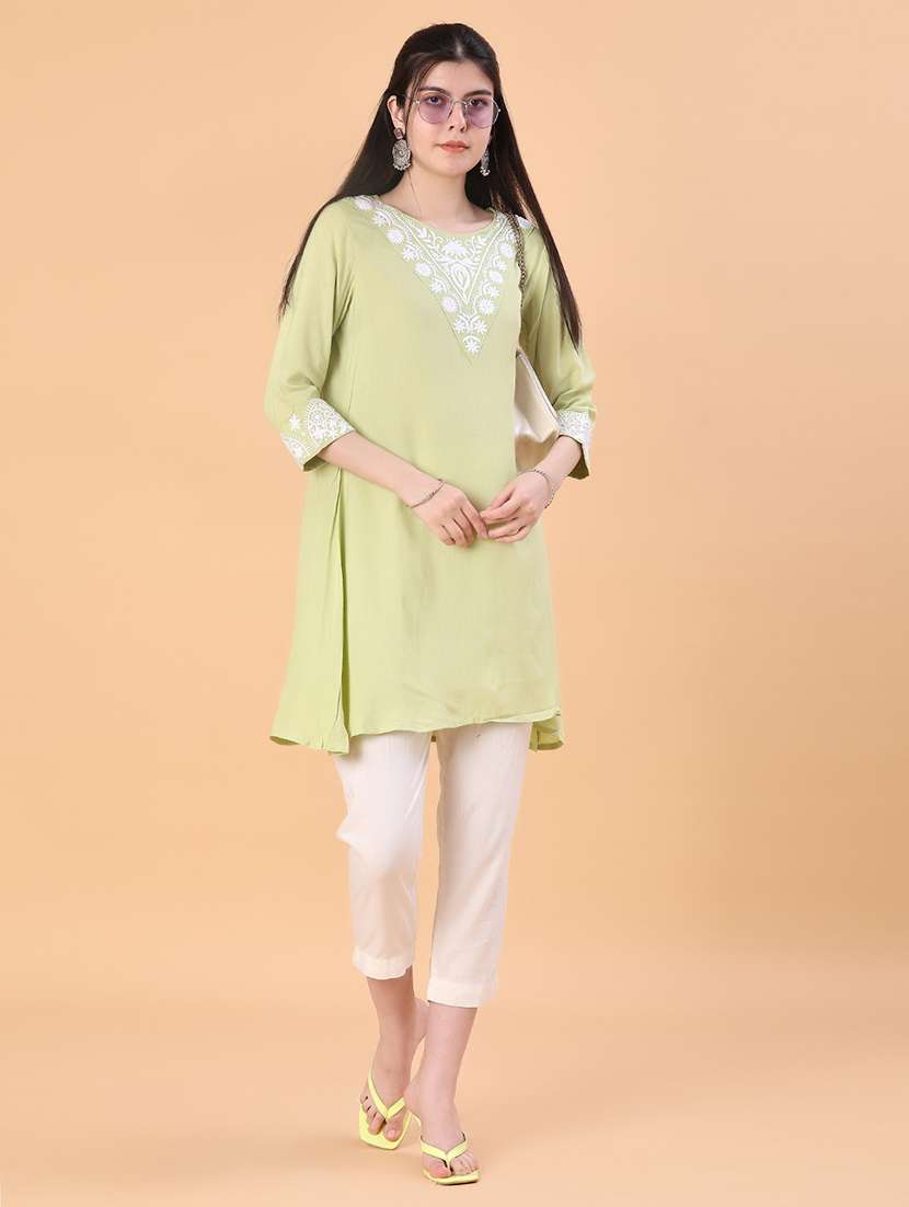 women embroidered three quarter sleeve kurti - 21943868 -  Standard Image - 4