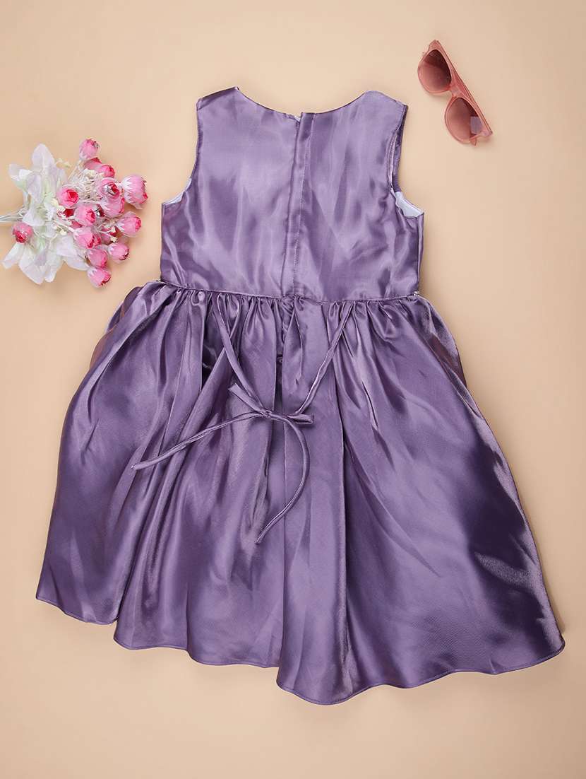 girls solid sleeveless flared frock - 21943877 -  Standard Image - 1