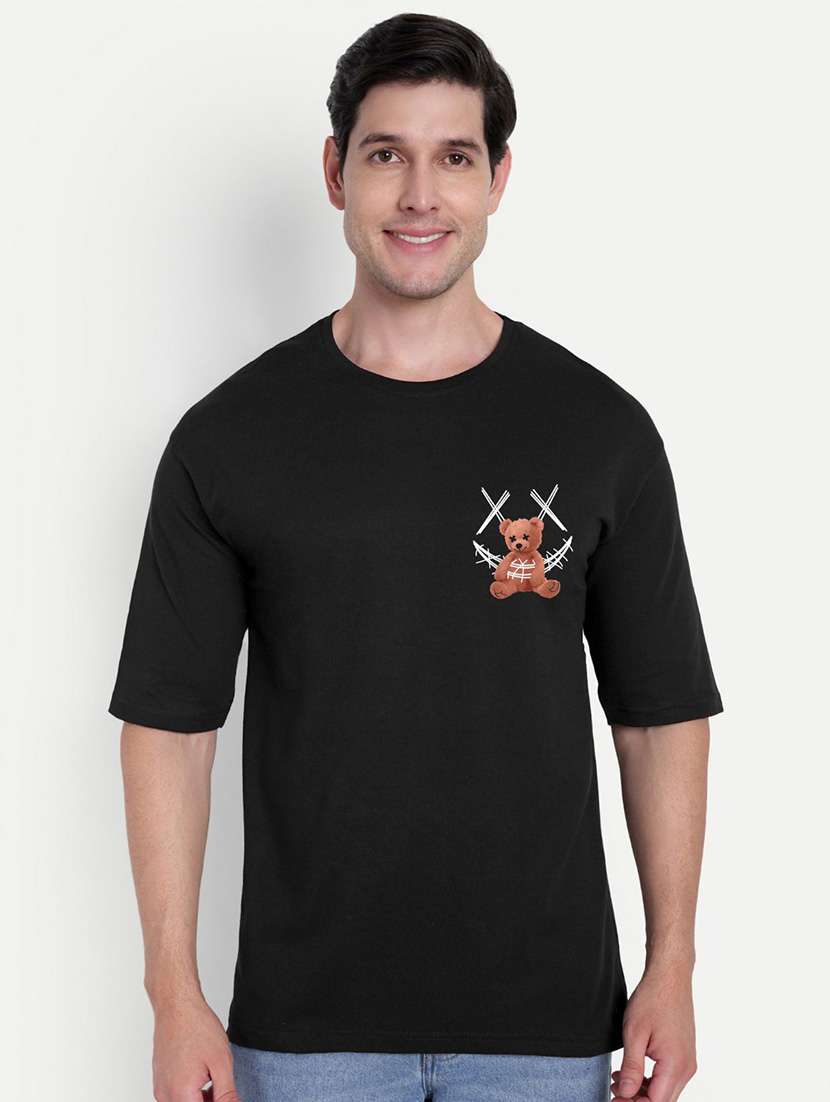 men black short sleeve oversized t-shirt - 21944427 - Standard Image - 1