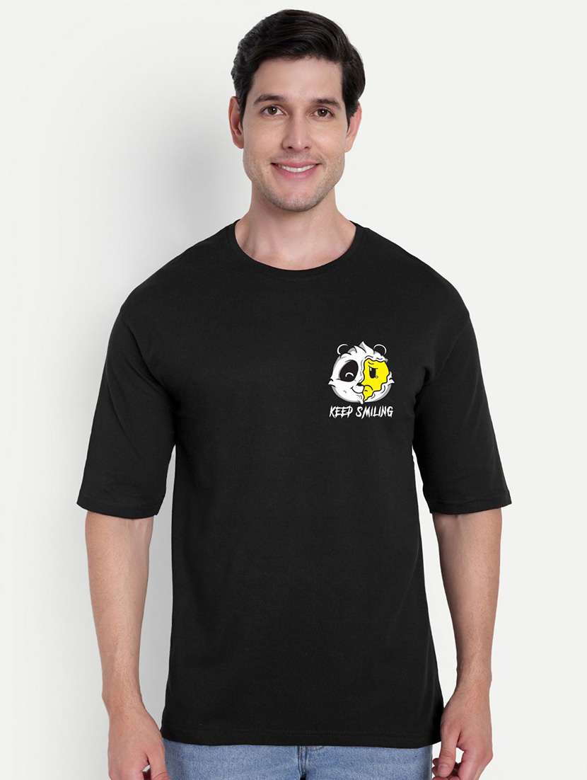 men black short sleeve oversized t-shirt - 21944428 - Standard Image - 1