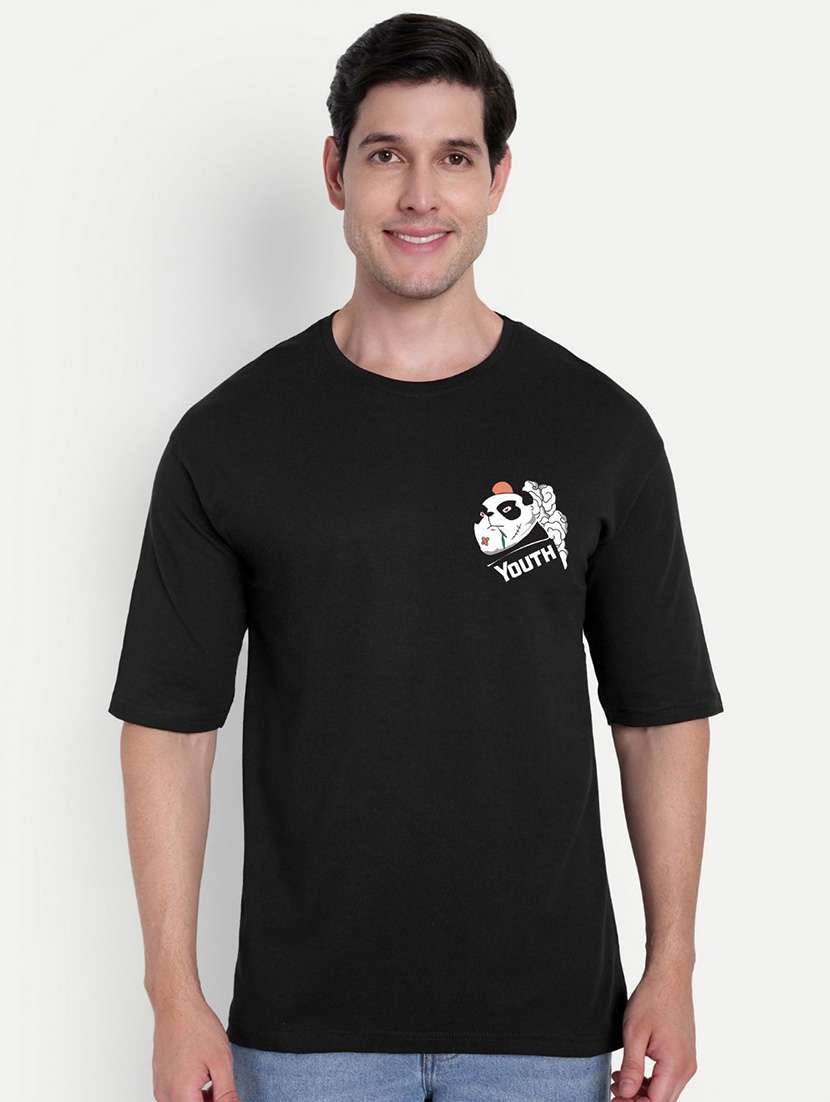 men black short sleeve oversized t-shirt - 21944435 - Standard Image - 1