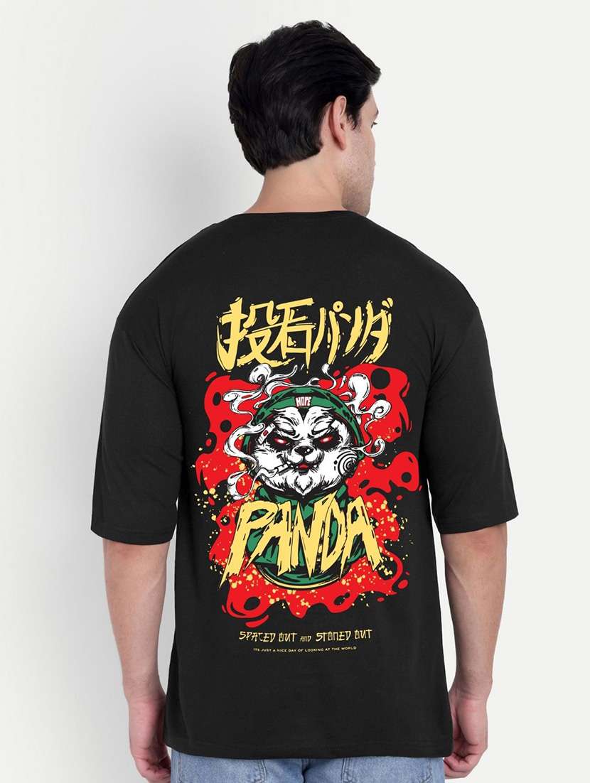 men black short sleeve oversized t-shirt - 21944437 - Zoom Image - 0