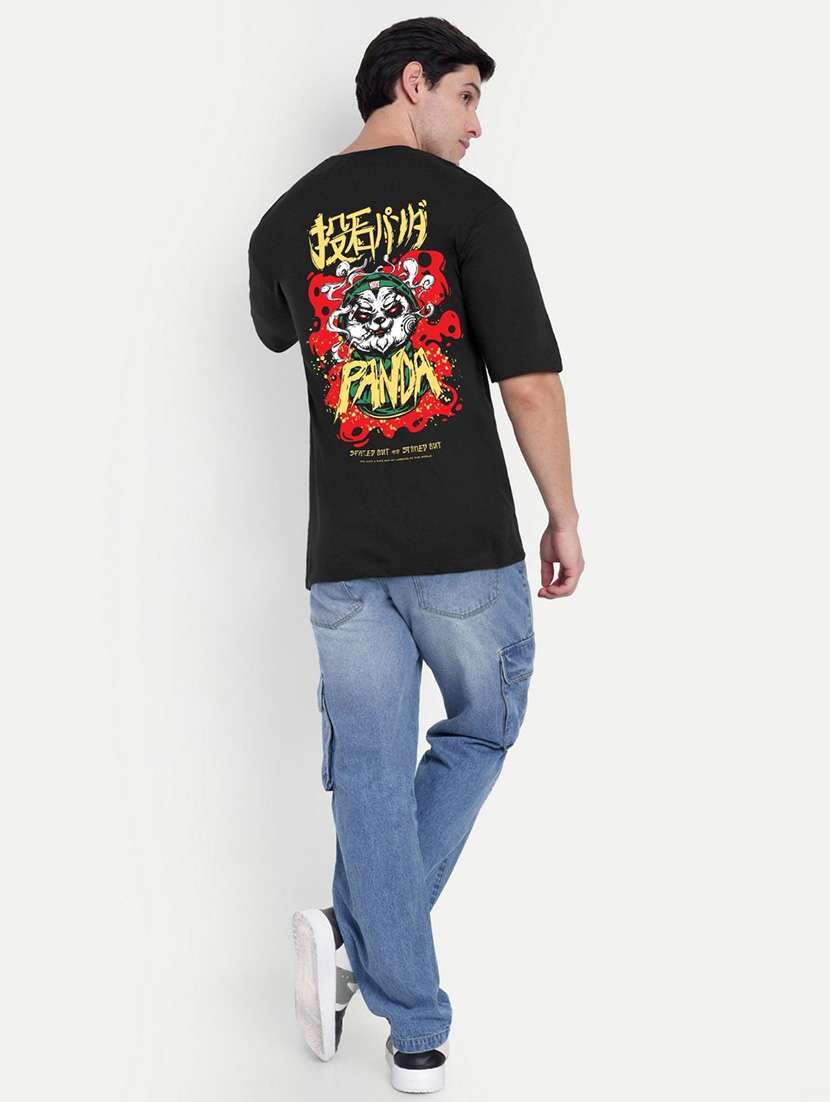men black short sleeve oversized t-shirt - 21944437 - Standard Image - 4