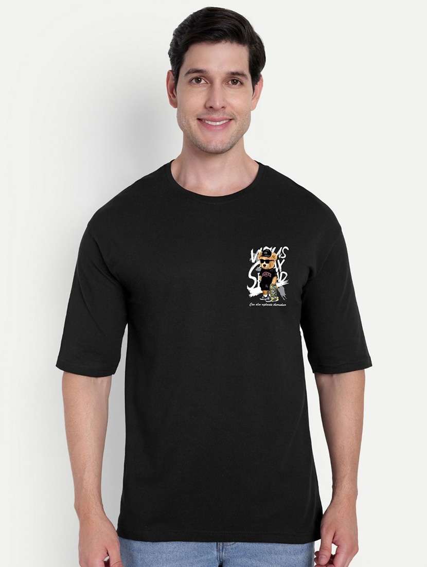 men black short sleeve oversized t-shirt - 21944438 - Standard Image - 1