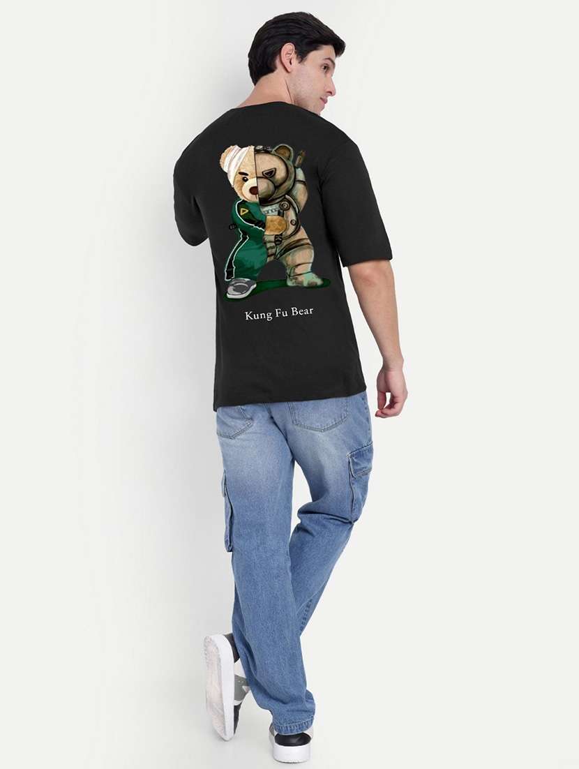 men black short sleeve oversized t-shirt - 21944440 - Standard Image - 4