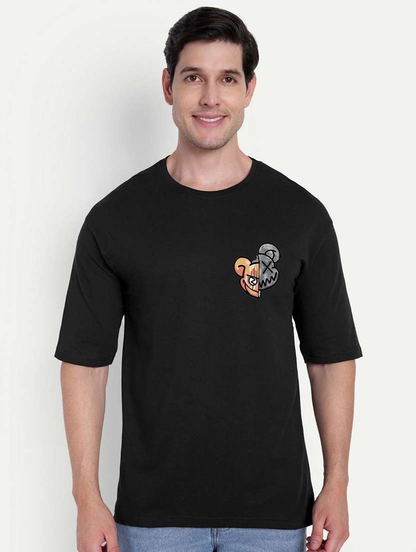 men black short sleeve oversized t-shirt - 21944442 - Standard Image - 1