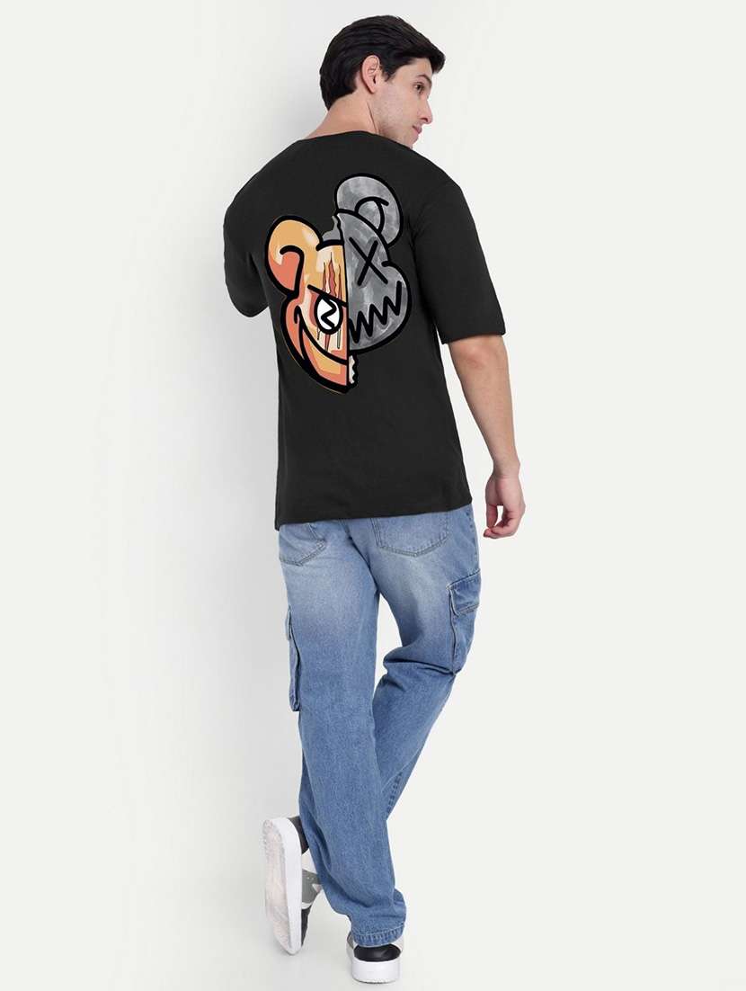 men black short sleeve oversized t-shirt - 21944442 - Standard Image - 4