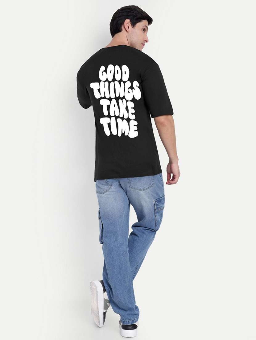 men black short sleeve oversized t-shirt - 21944458 - Standard Image - 4