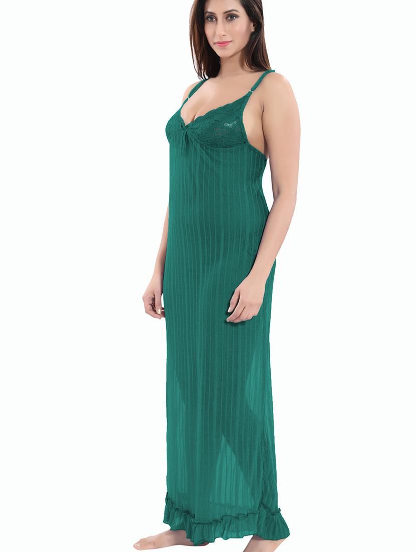 women green lace detail semi-transparent nighty - 21944472 -  Standard Image - 1