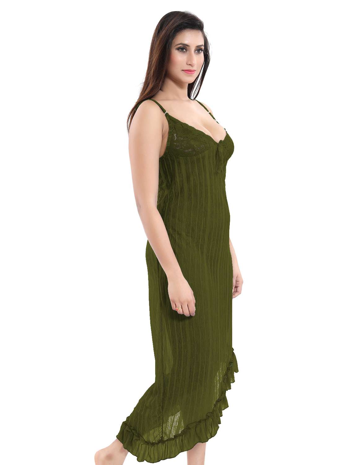 women solid shoulder strap lace babydoll - 21944479 -  Standard Image - 1