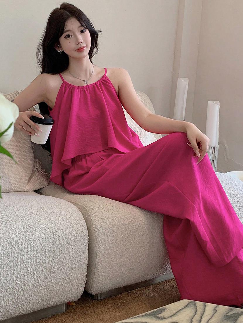 women solid top and trouser co-ord set - 21944485 - Standard Image - 4