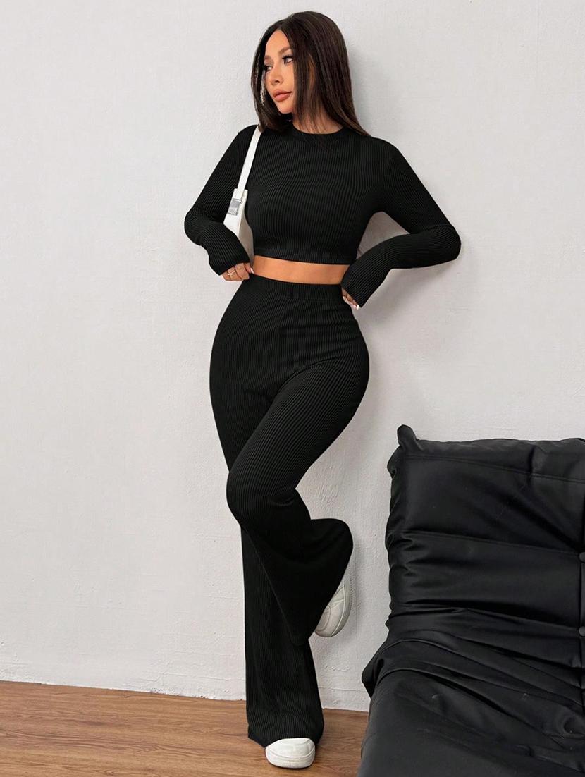 women solid top and trouser co-ord set - 21944491 - Zoom Image - 0