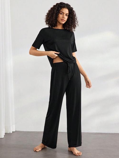 women solid top and trouser co-ord set - 21944495 - Standard Image - 0