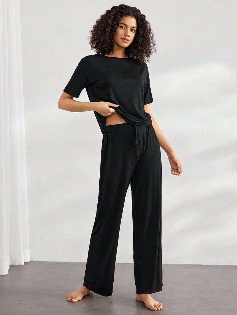 women solid top and trouser co-ord set - 21944495 - Zoom Image - 0