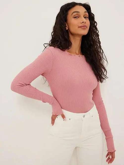 women solid long sleeve regular top - 21944522 - Standard Image - 0