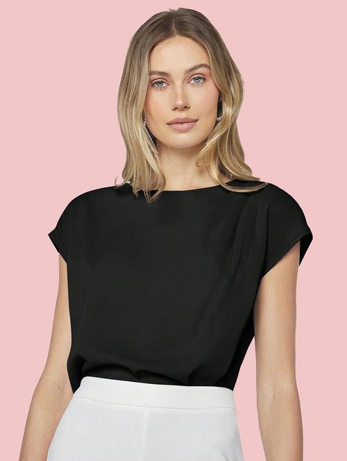 women solid short sleeve regular top - 21944524 - Standard Image - 0