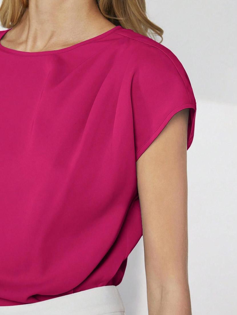 women pink solid short sleeve regular top - 21944525 - Standard Image - 4