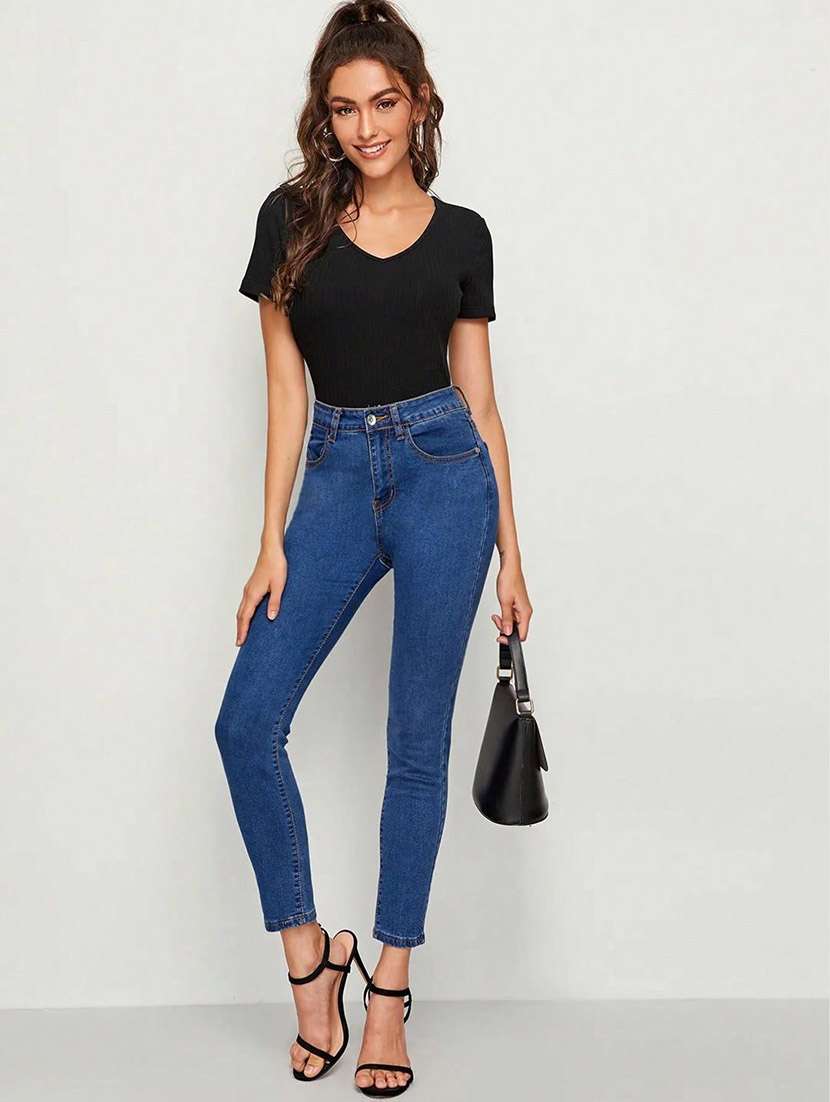 black cotton blend regular top - 21944583 -  Standard Image - 4