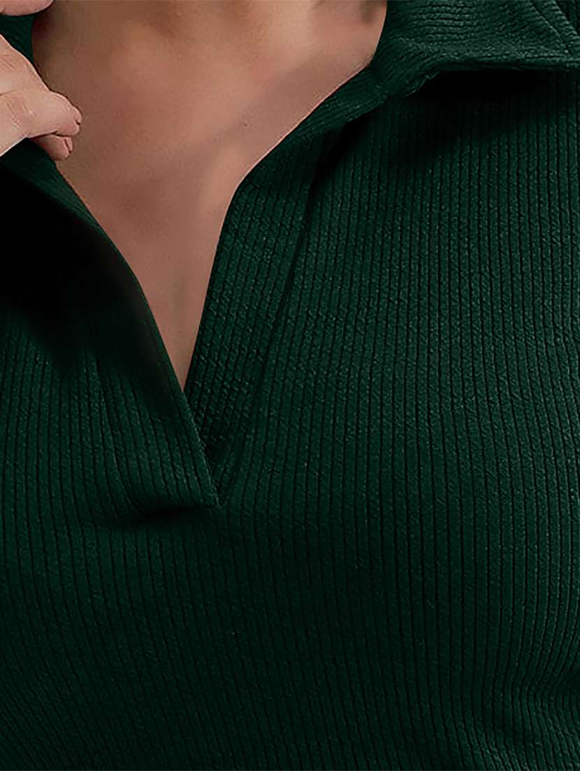 women solid long sleeve collared regular top - 21944604 - Standard Image - 4