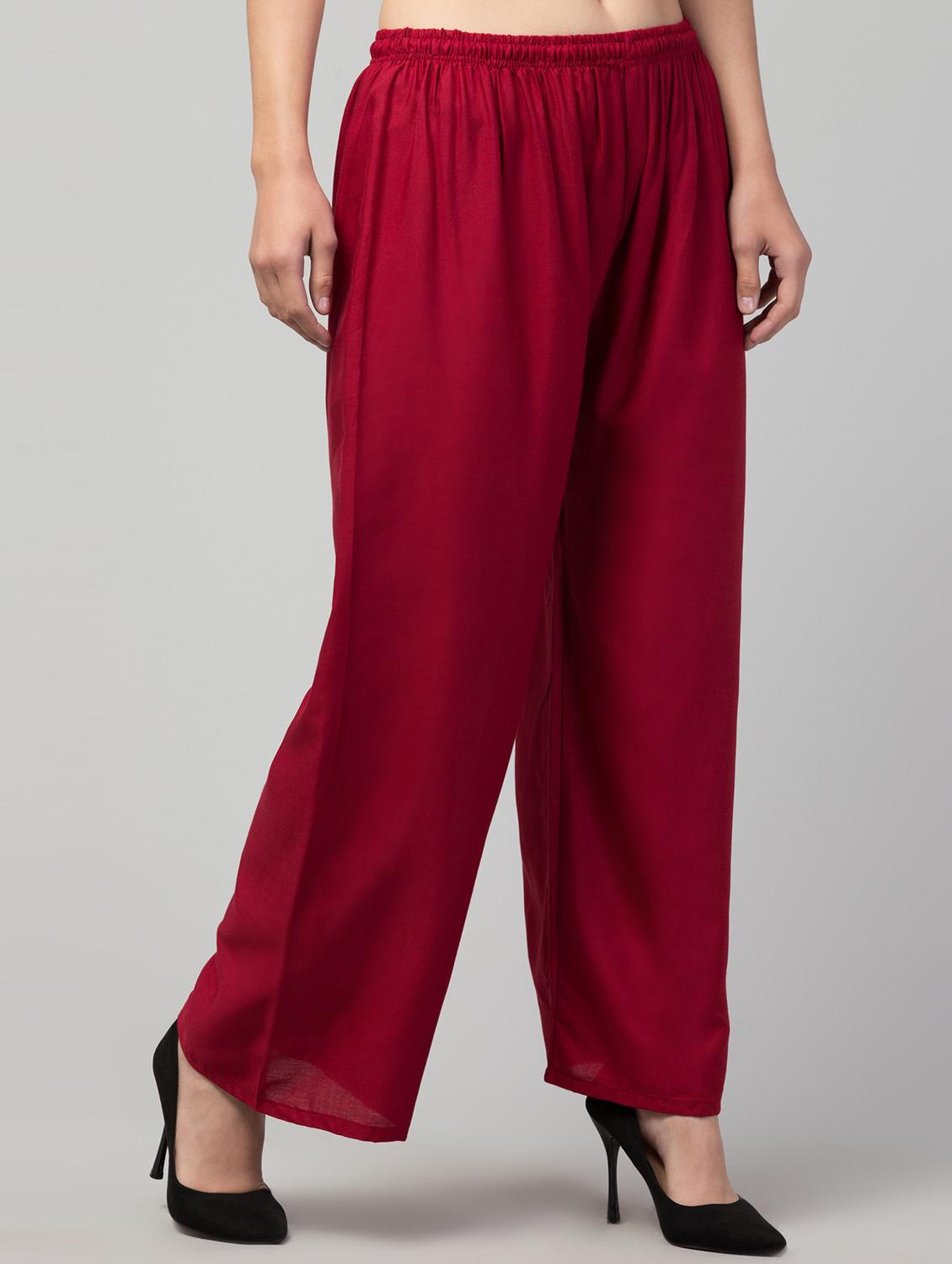 women solid mid rise flared palazzo - 21944610 - Standard Image - 1