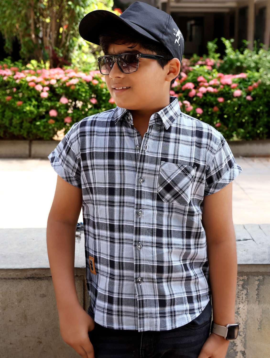 boys checkered short sleeve casual shirt - 21944714 -  Standard Image - 1
