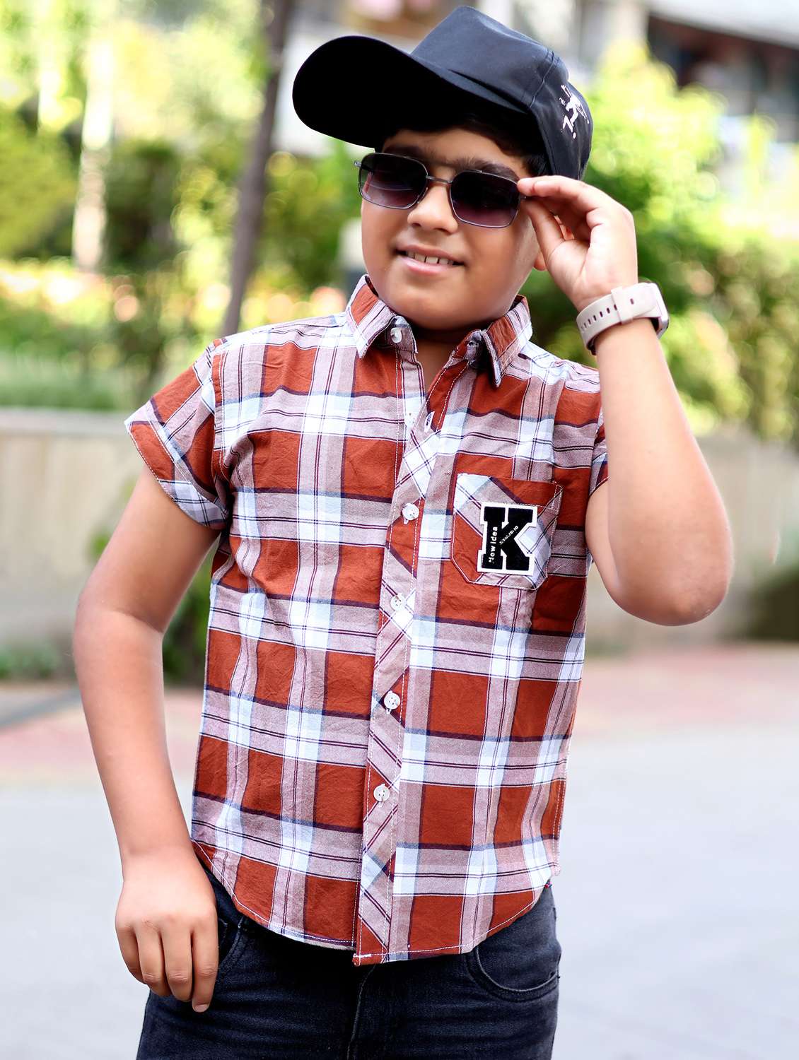 boys checkered short sleeve casual shirt - 21944716 -  Standard Image - 1