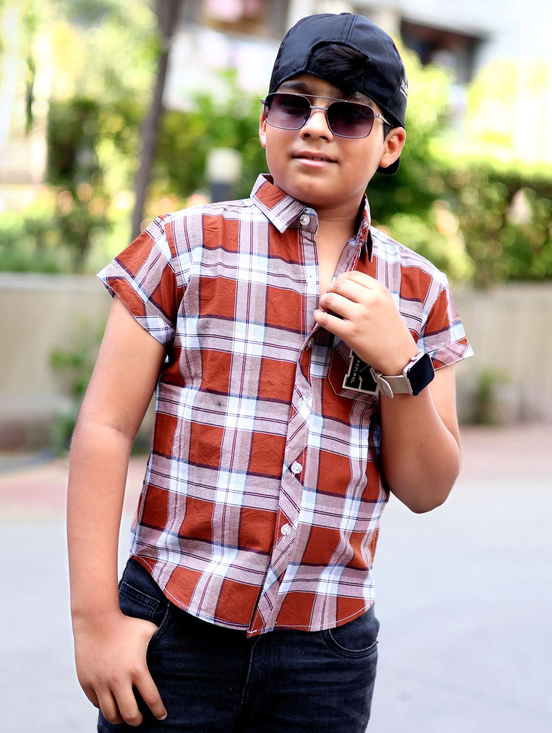 boys checkered short sleeve casual shirt - 21944716 -  Standard Image - 4