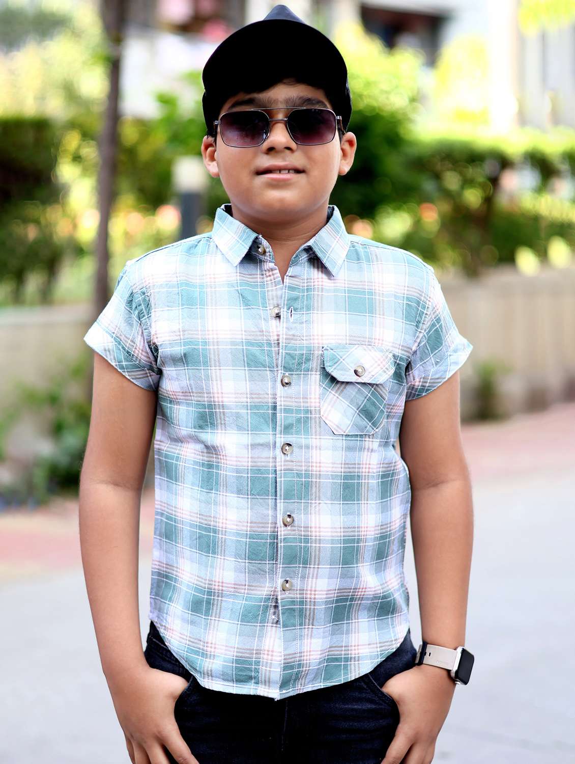 boys checkered short sleeve casual shirt - 21944718 -  Standard Image - 1