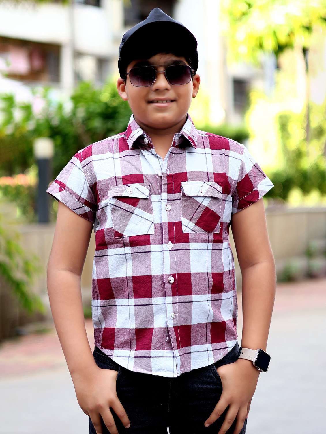 boys checkered short sleeve casual shirt - 21944723 -  Standard Image - 1