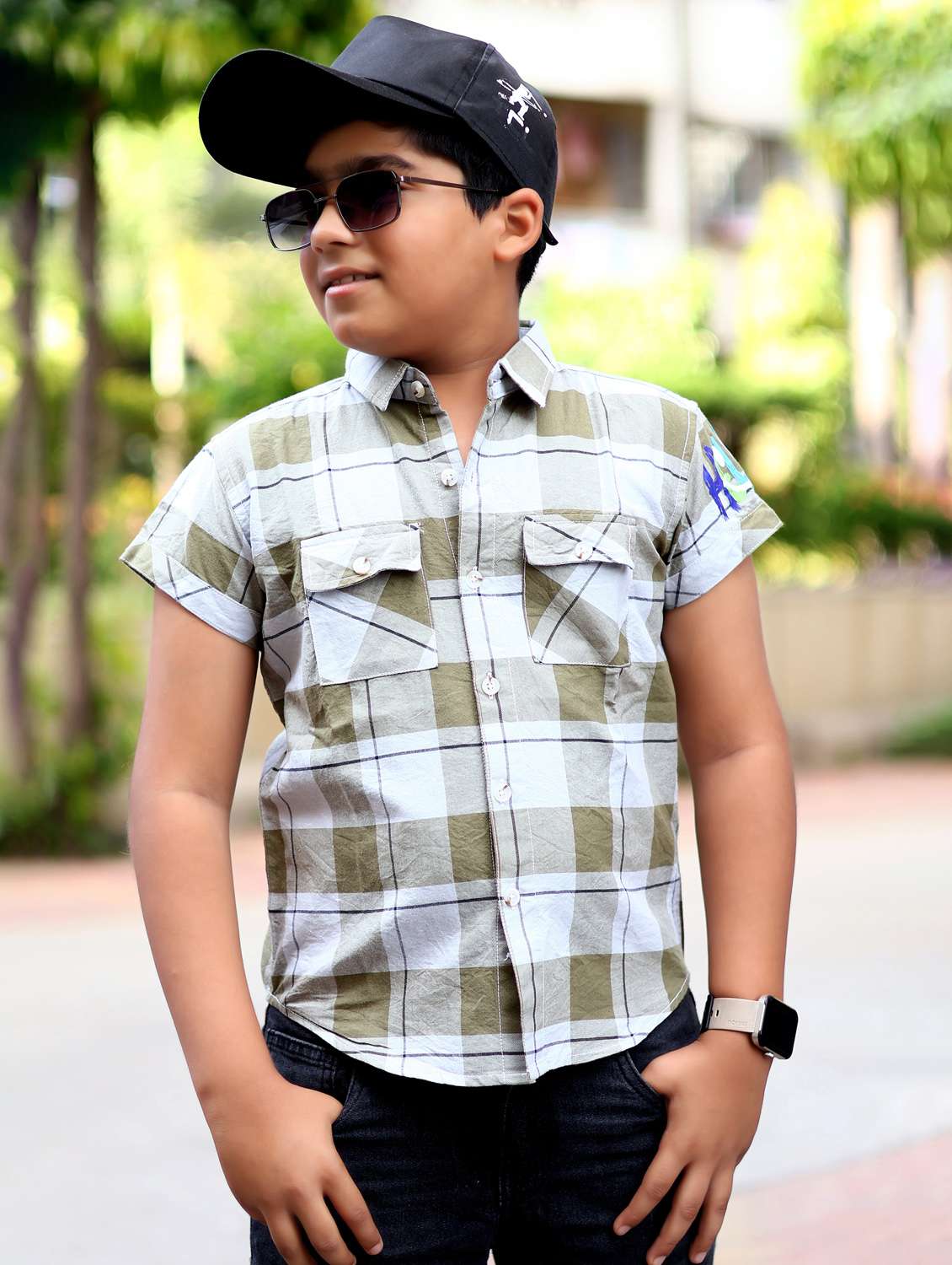 boys checkered short sleeve casual shirt - 21944726 -  Standard Image - 1