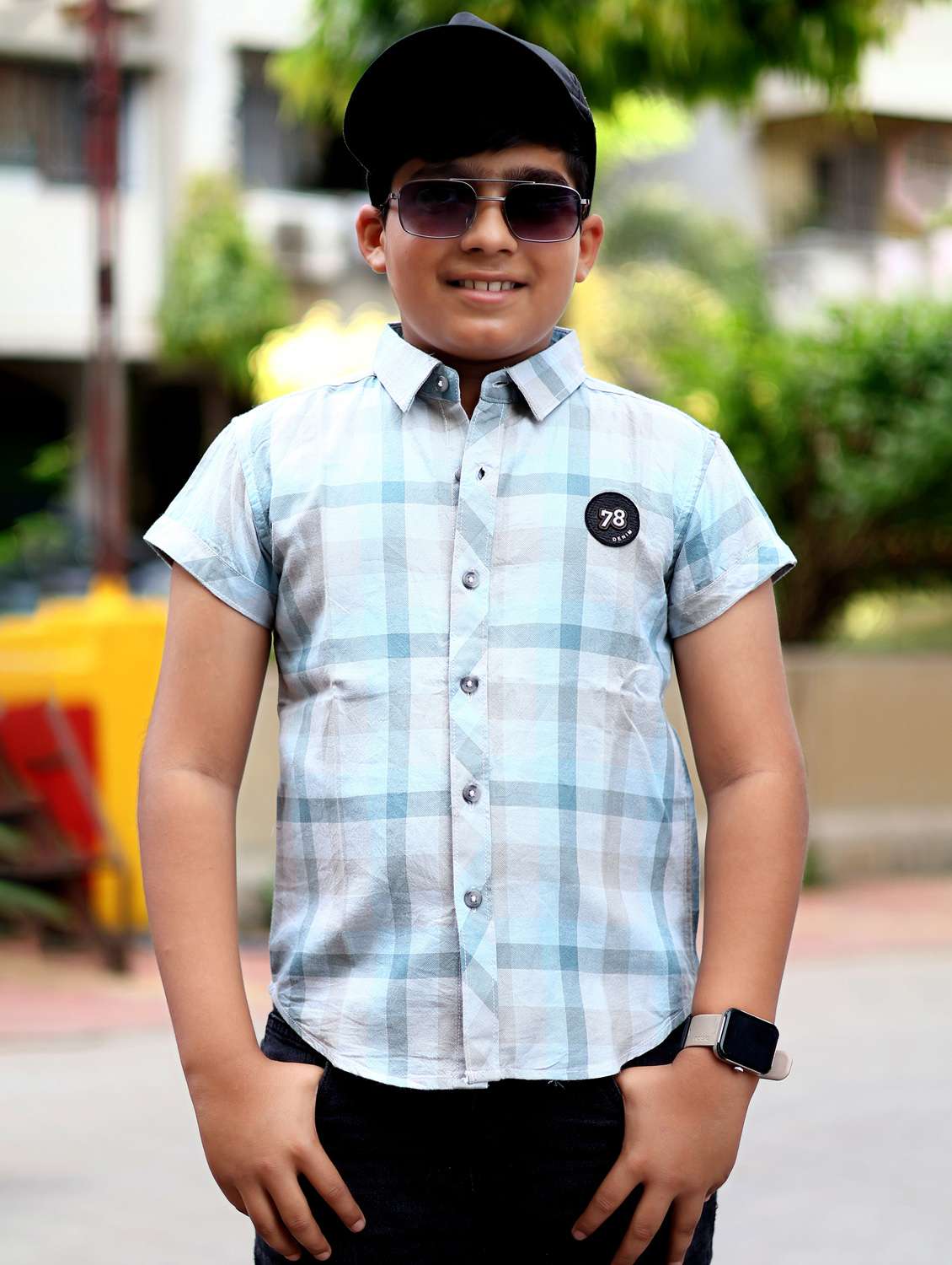 boys checkered short sleeve casual shirt - 21944727 -  Standard Image - 1