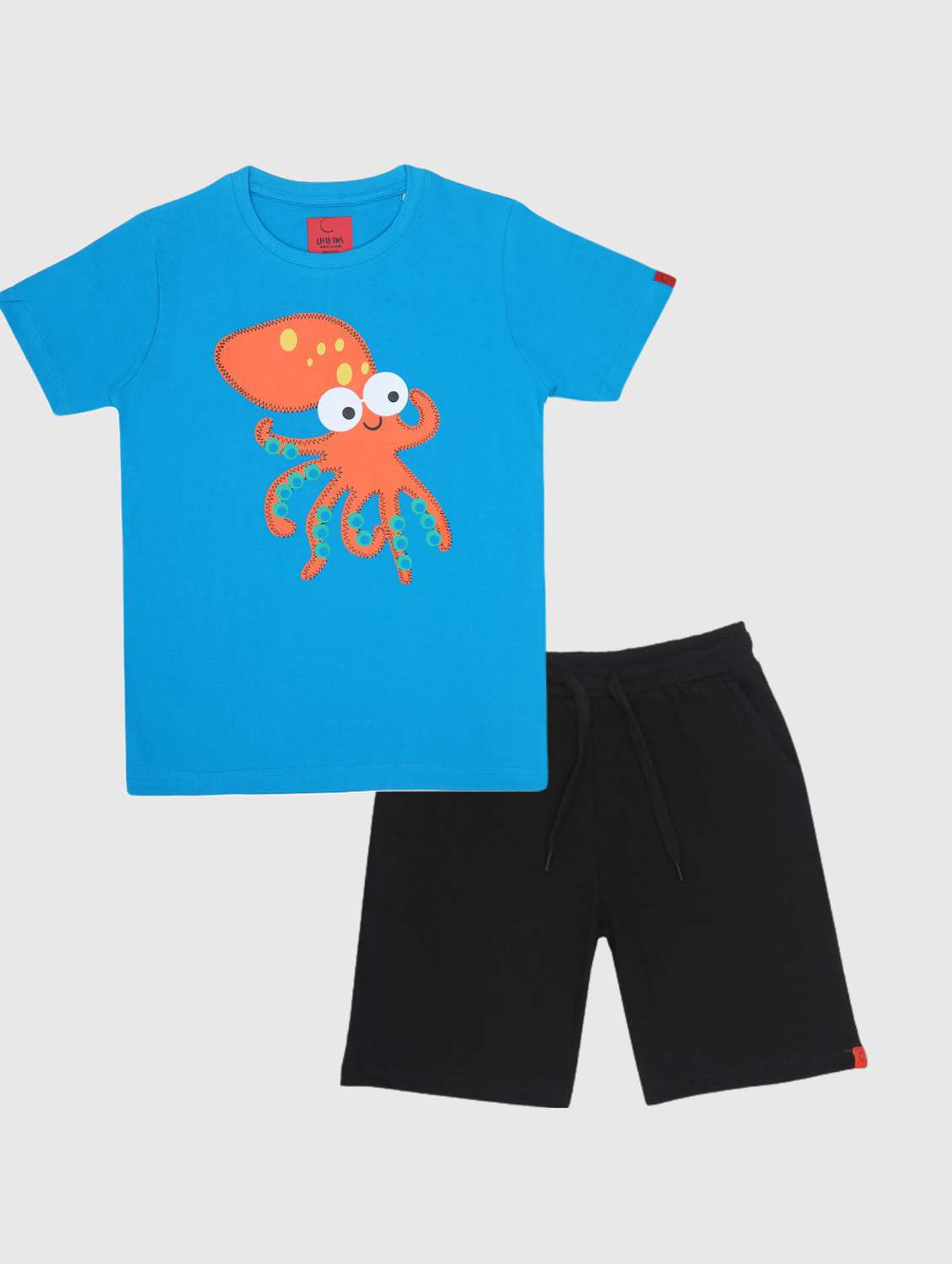 boys printed t-shirt & shorts casual wear set