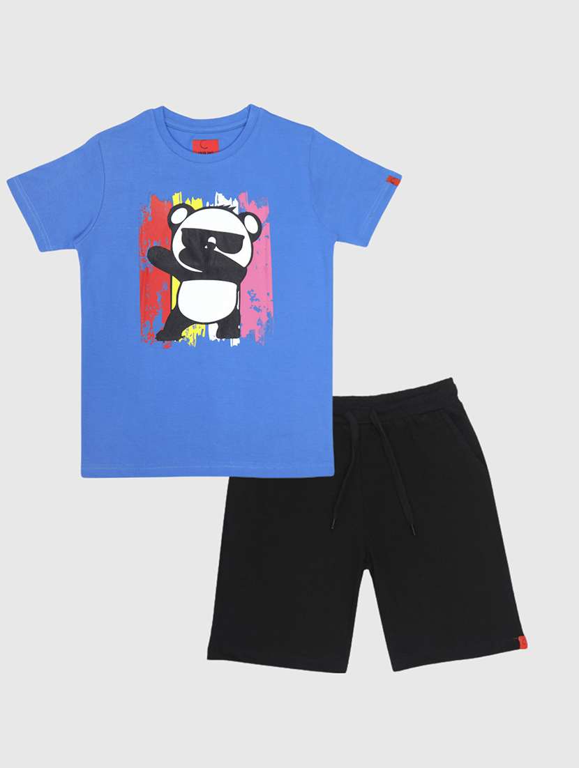 boys printed t-shirt & shorts casual wear set