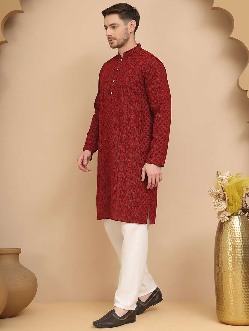 men mandarin neck kurta pyjama ethnic wear set - 21944752 -  Standard Image - 1