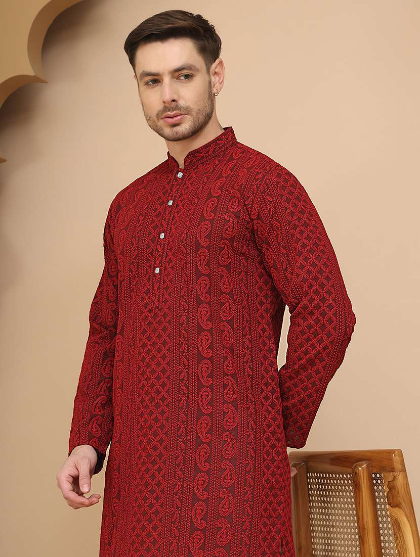 men mandarin neck kurta pyjama ethnic wear set - 21944752 -  Standard Image - 4