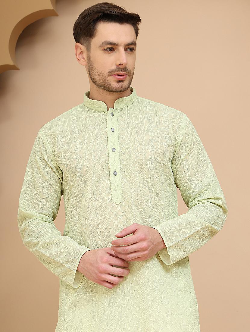men mandarin neck kurta pyjama ethnic wear set - 21944753 - Standard Image - 4