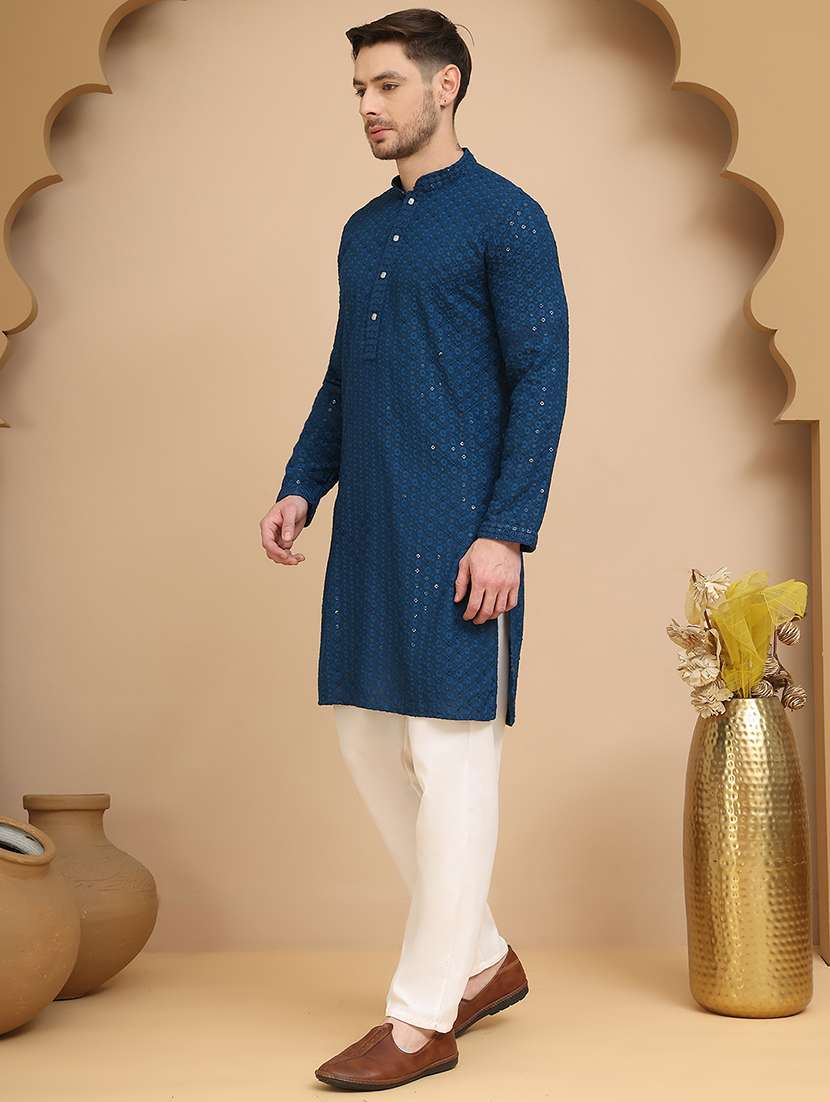 men mandarin neck kurta pyjama ethnic wear set - 21944756 -  Standard Image - 1