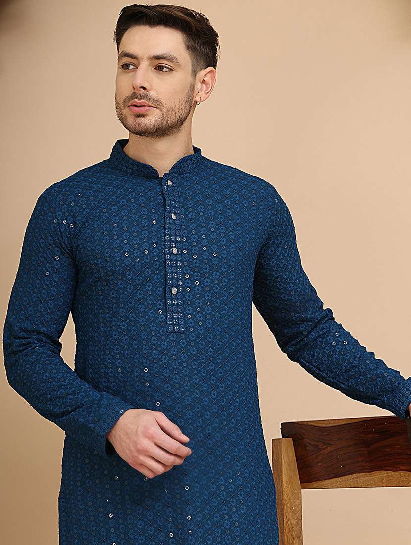 men mandarin neck kurta pyjama ethnic wear set - 21944756 -  Standard Image - 4