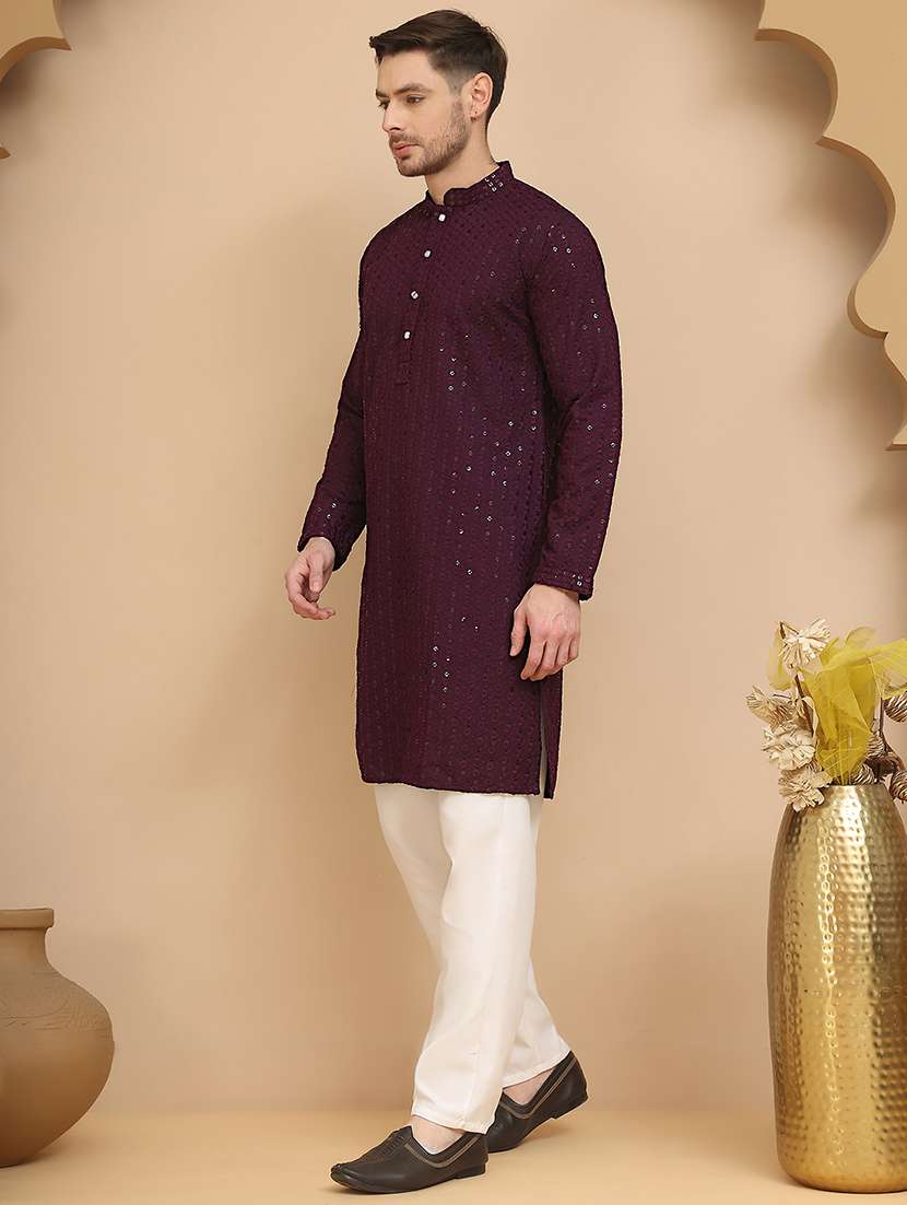men mandarin neck kurta pyjama ethnic wear set - 21944757 -  Standard Image - 1