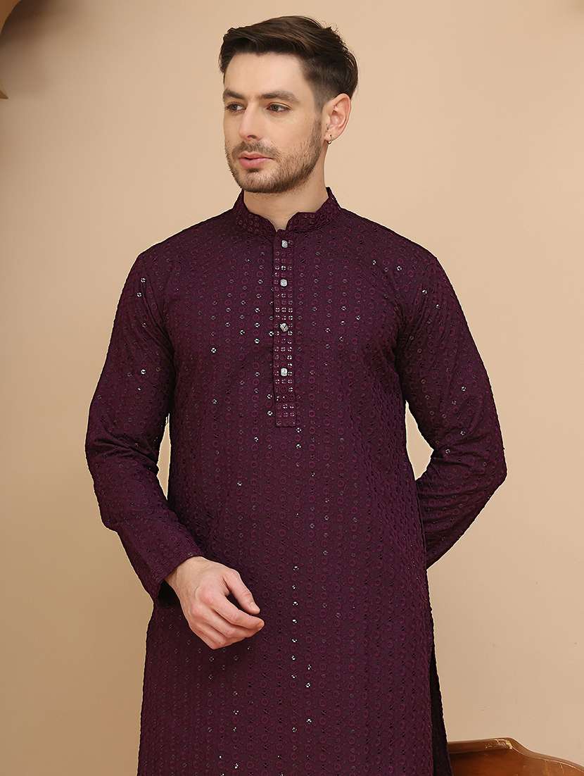 men mandarin neck kurta pyjama ethnic wear set - 21944757 -  Standard Image - 4
